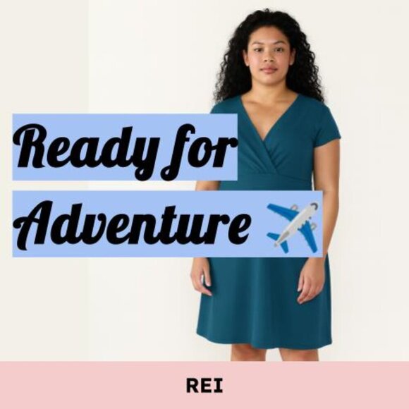 🌊 Travel Ready REI Midi Dress w/ Pocket (S) Turquoise - Picture 1 of 11